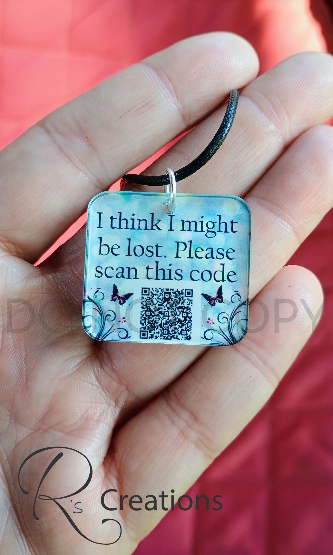 QR code emergency, lost and found, medical, tags, Custom QR codes, sunflowers, charms,