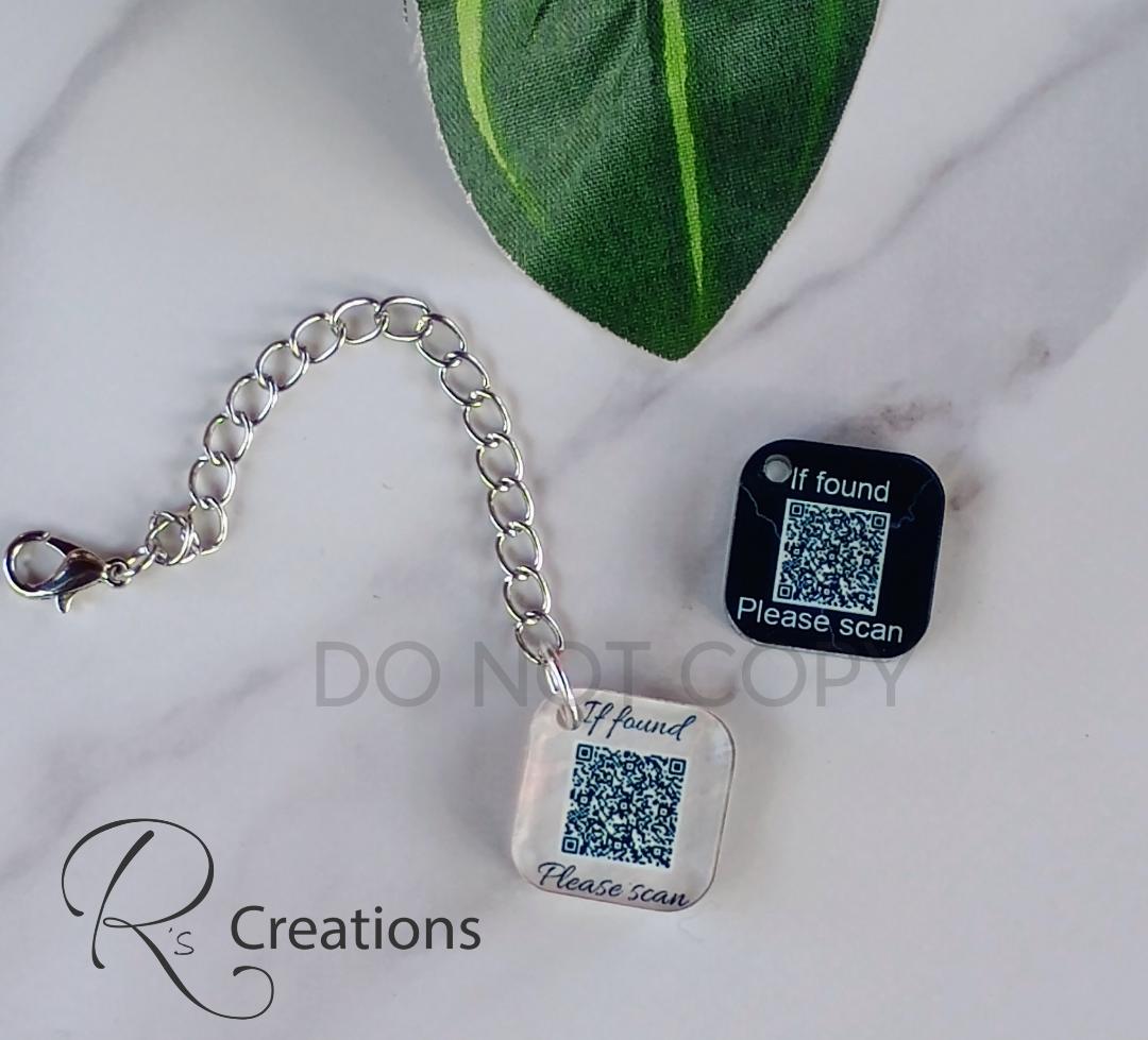 QR code emergency, lost and found, medical, tags, Custom QR codes, sunflowers, charms,