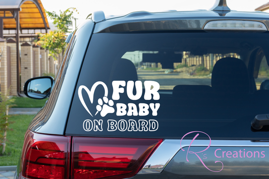 Car / Truck decal. "Fur baby on board"