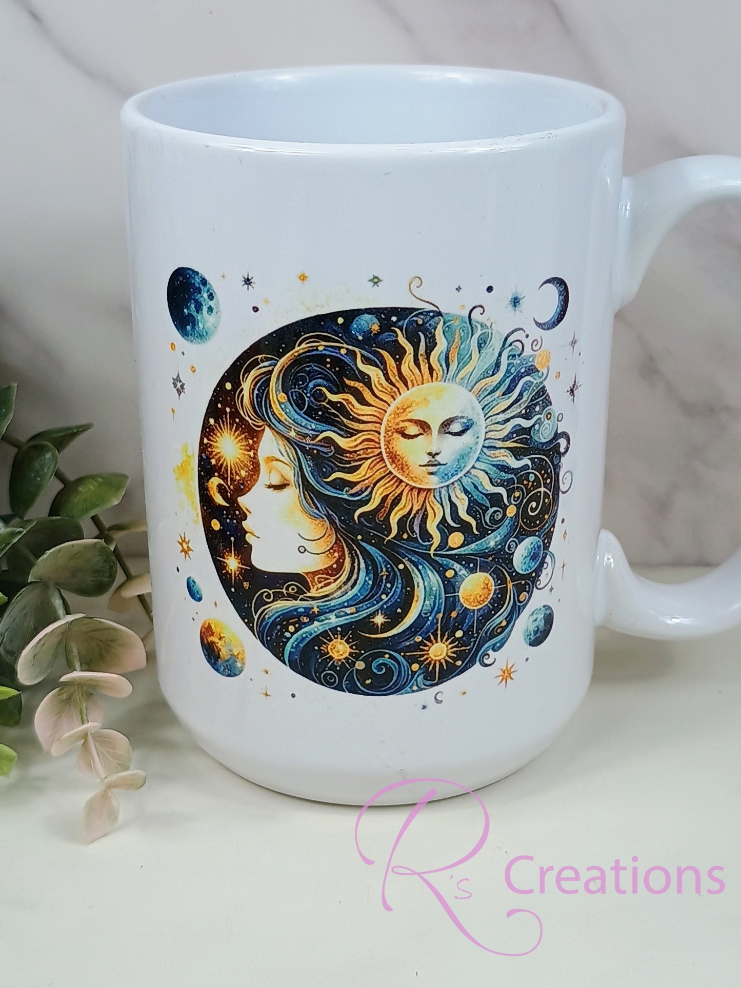 Mystical, magical crescent moon 15oz coffee mug and coaster set