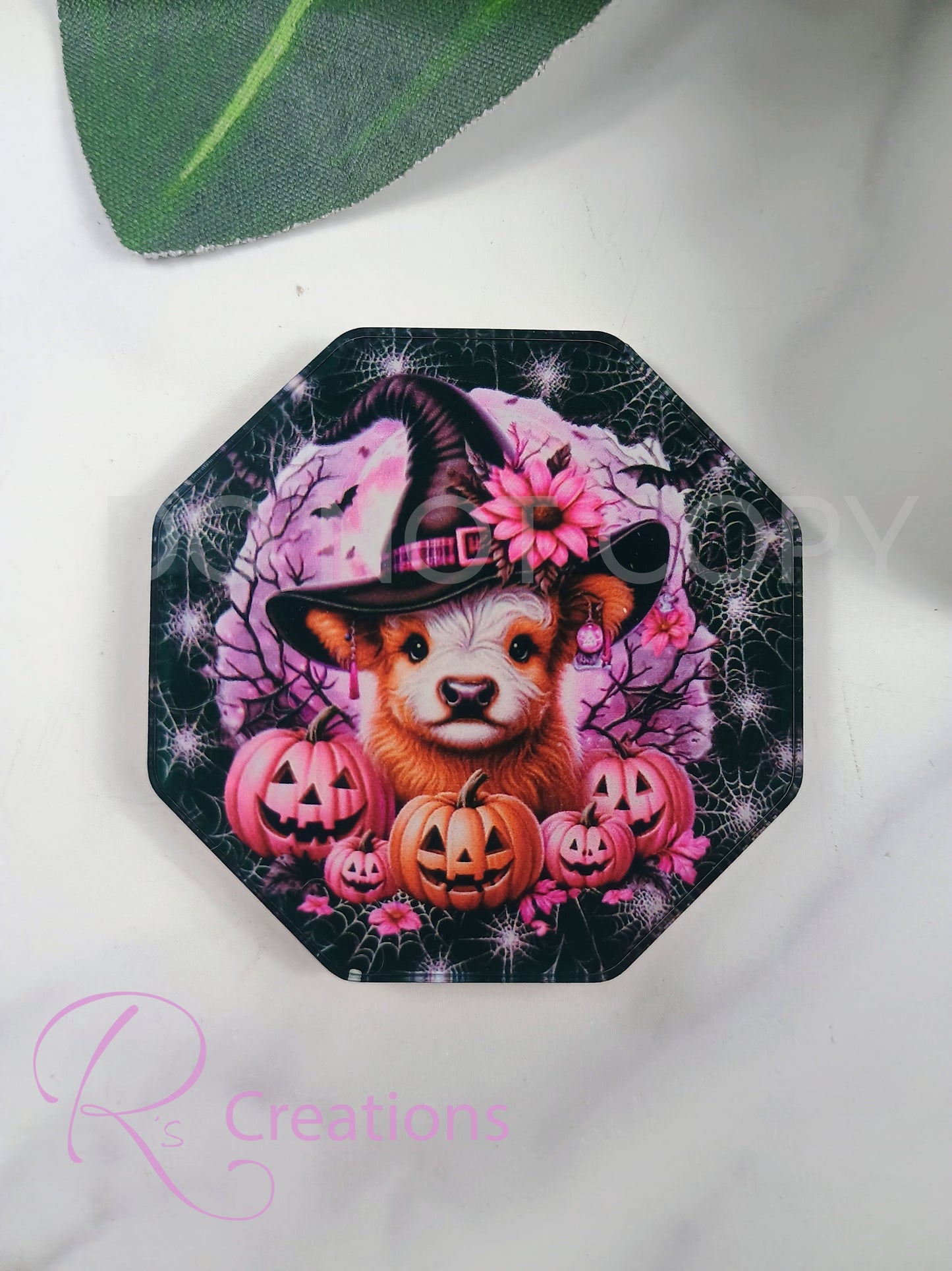 Halloween acrylic magnets, highland cow, spooky season