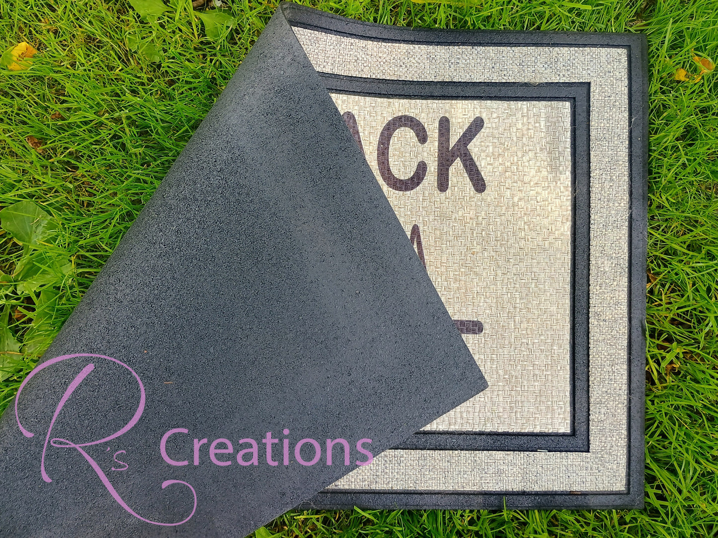 Heavy duty indoor / outdoor covered entry door mat. "Come back when you have a warrant"