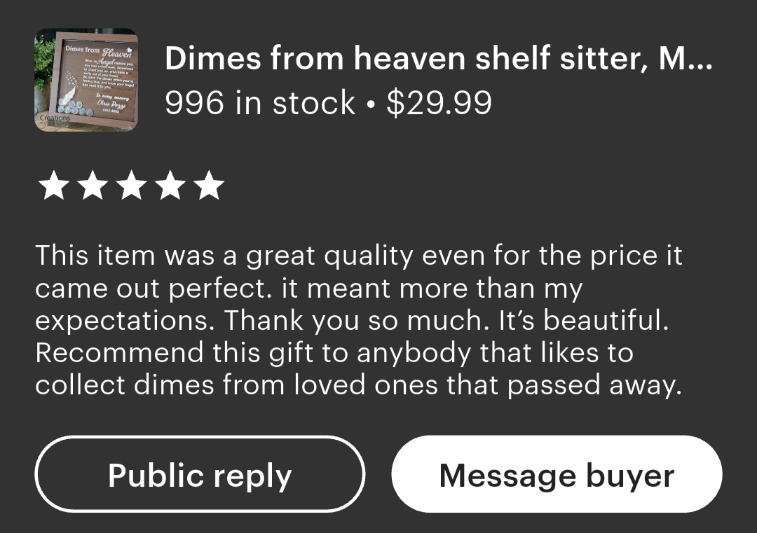 *"Dimes from heaven" keepsake, shelf sitter, bank, customized
