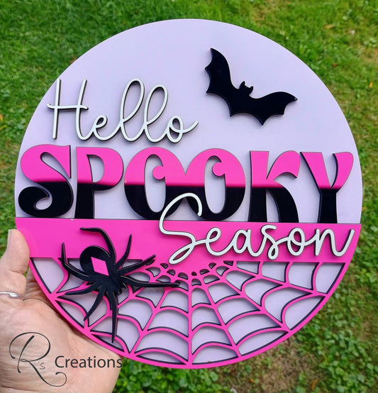 Spooky season shelf sitter, Halloween, spiders, bats, spiderweb