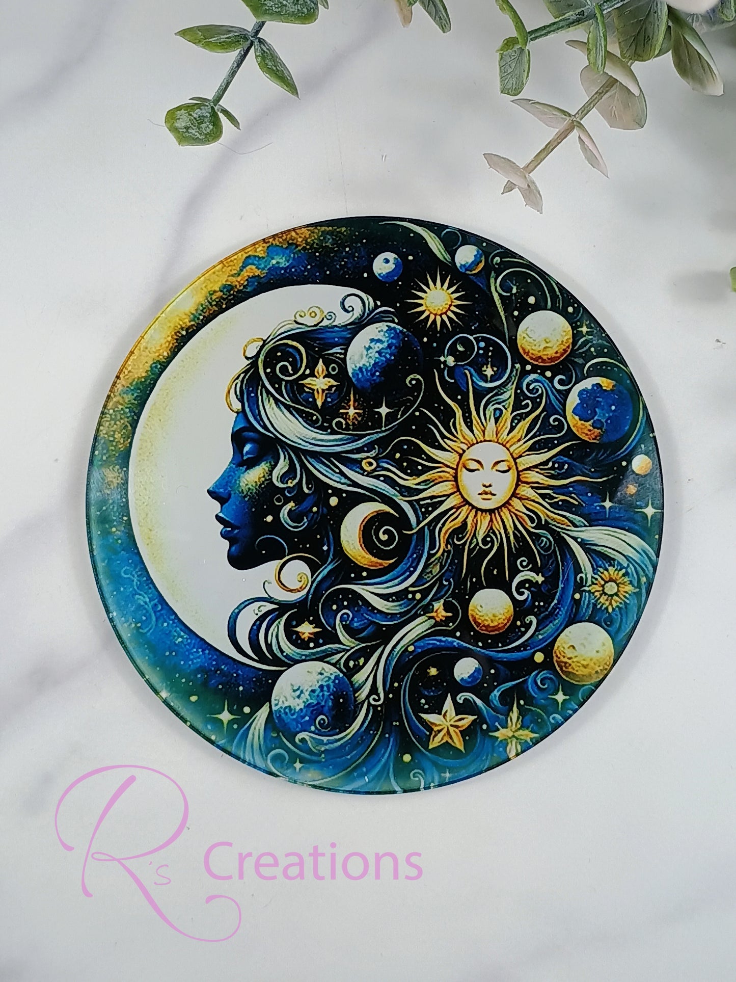 Mystical, magical crescent moon 15oz coffee mug and coaster set