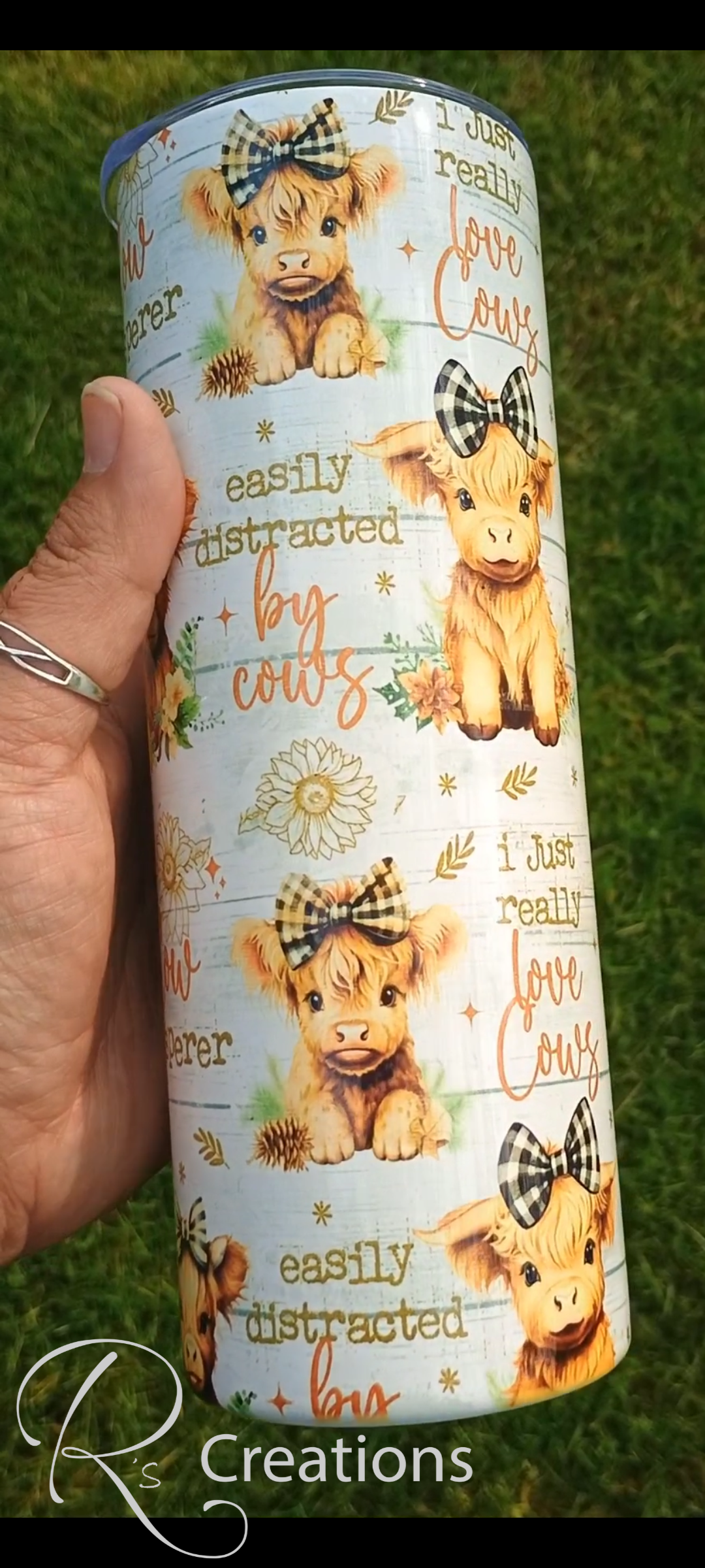 Highland cow 20oz skinny tumbler
