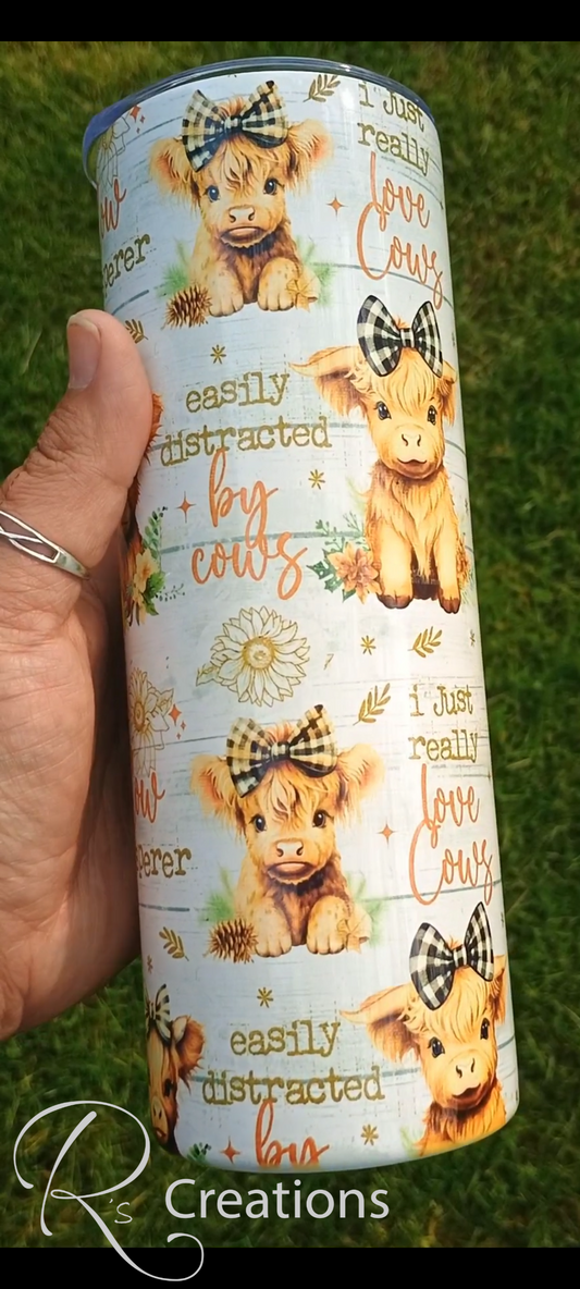Highland cow 20oz skinny tumbler