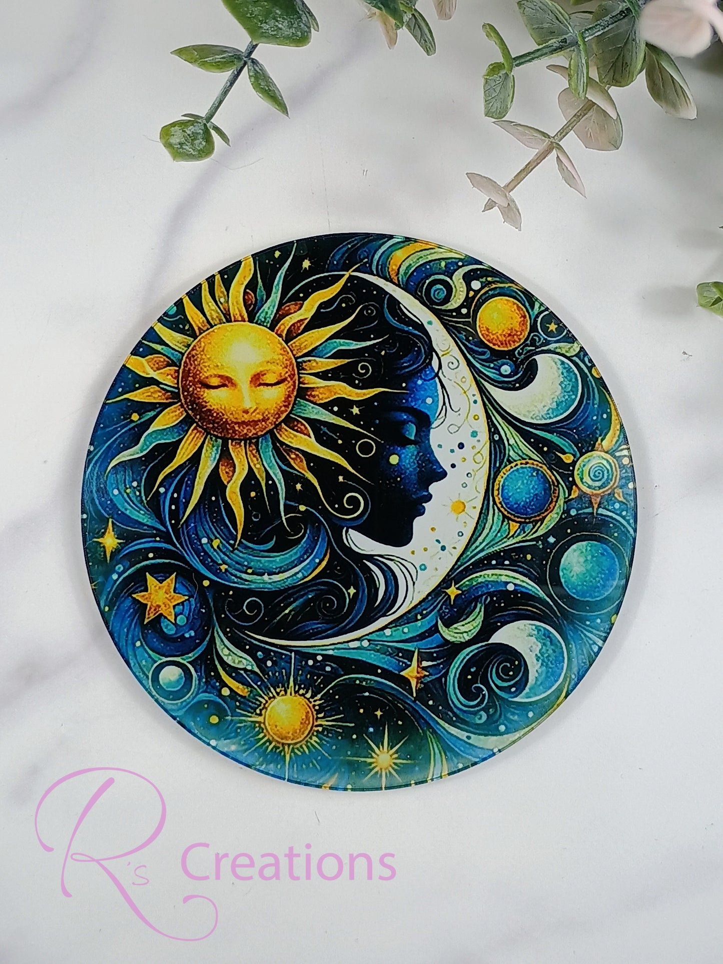 Mystical, magical crescent moon 15oz coffee mug and coaster set