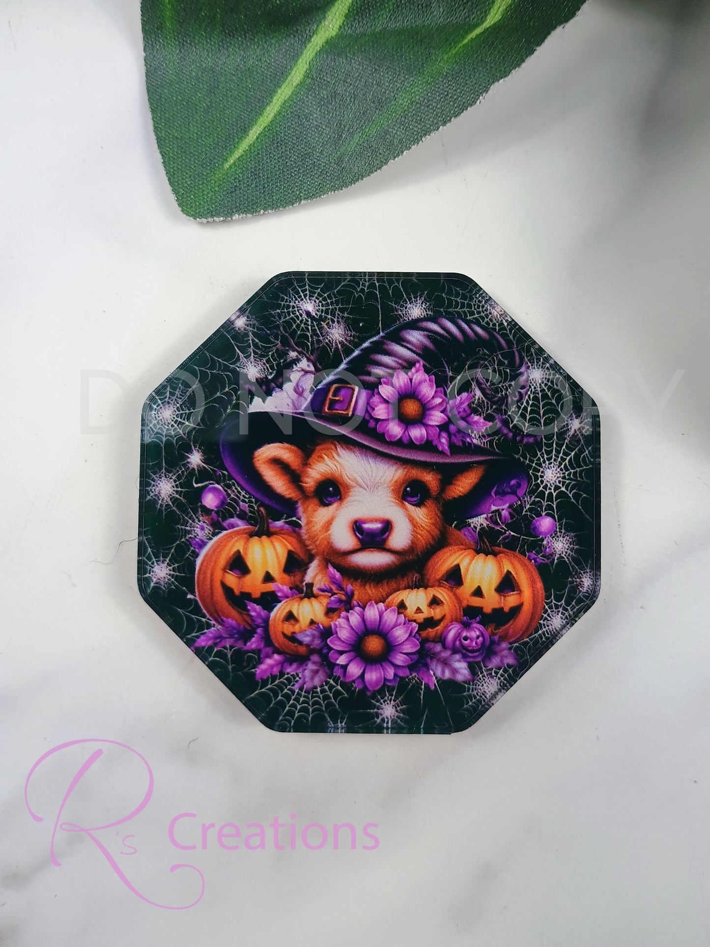 Halloween acrylic magnets, highland cow, spooky season