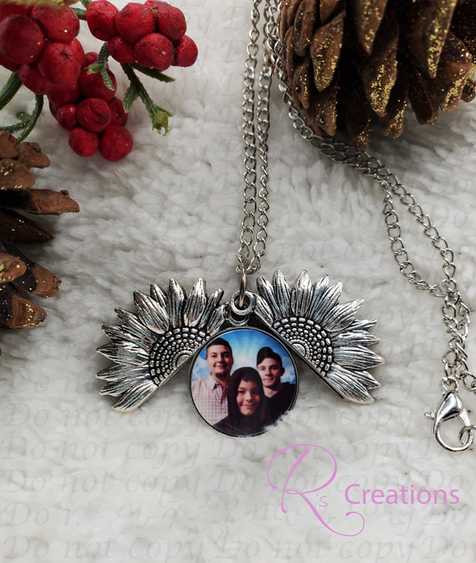 Sunflower locket necklace customized