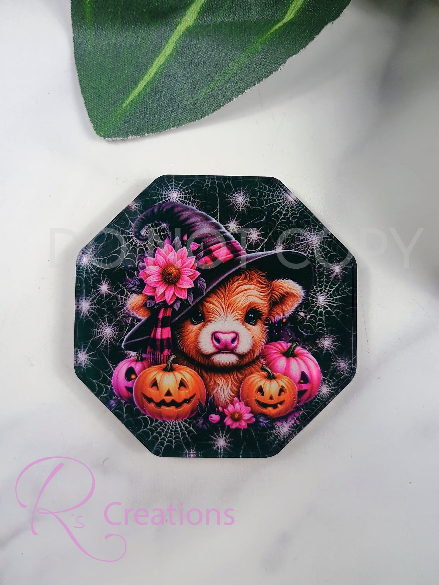Halloween acrylic magnets, highland cow, spooky season