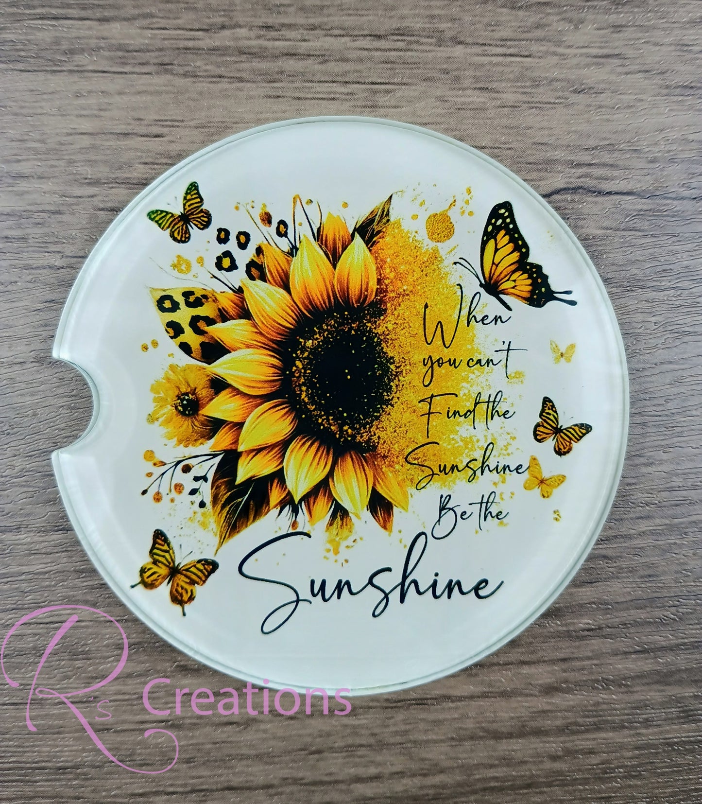 Bundle car accessories.. rearview mirror hanger and coaster. Sunflower, butterflies, leopard print..