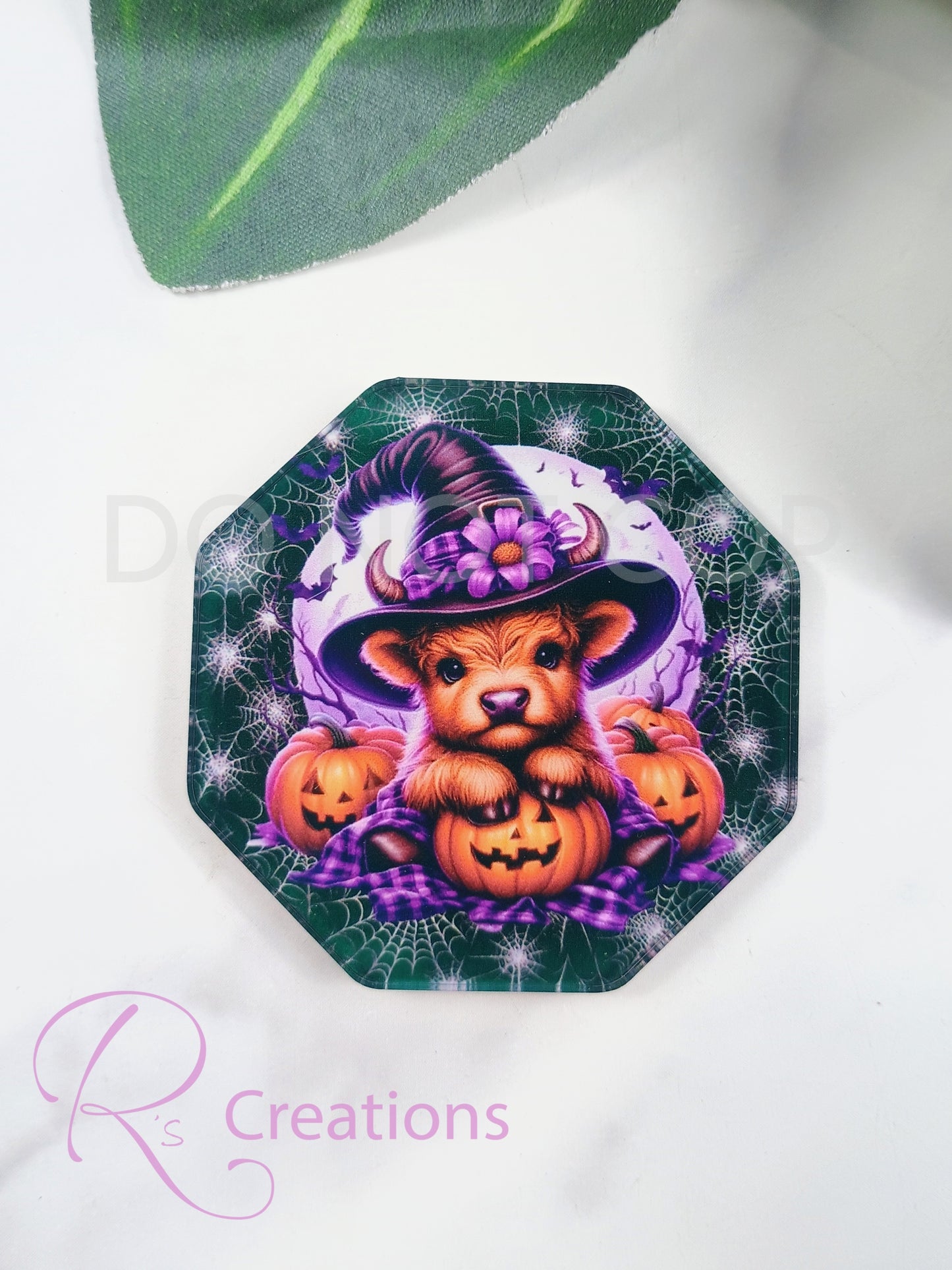 Halloween acrylic magnets, highland cow, spooky season