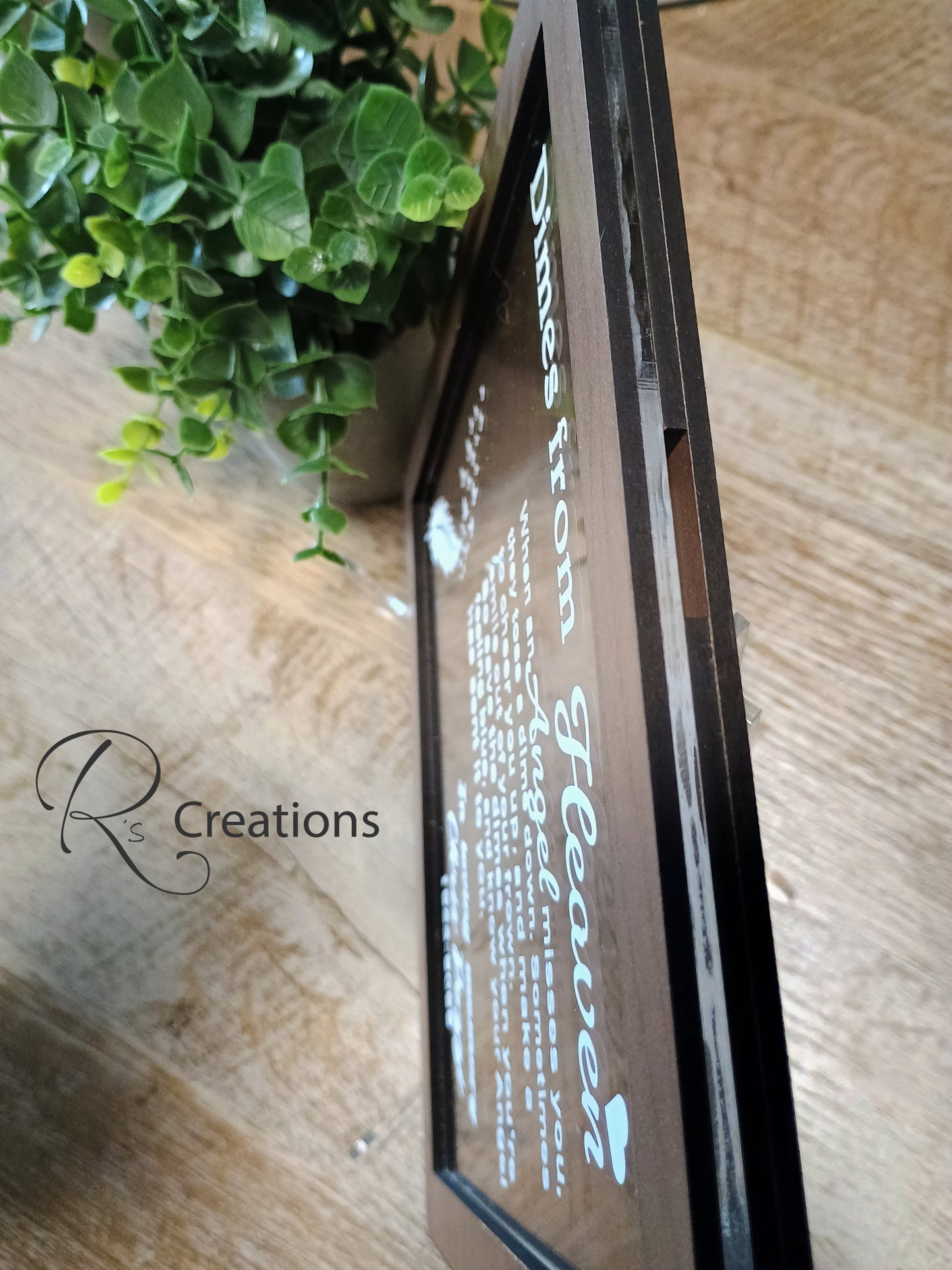 *"Dimes from heaven" keepsake, shelf sitter, bank, customized